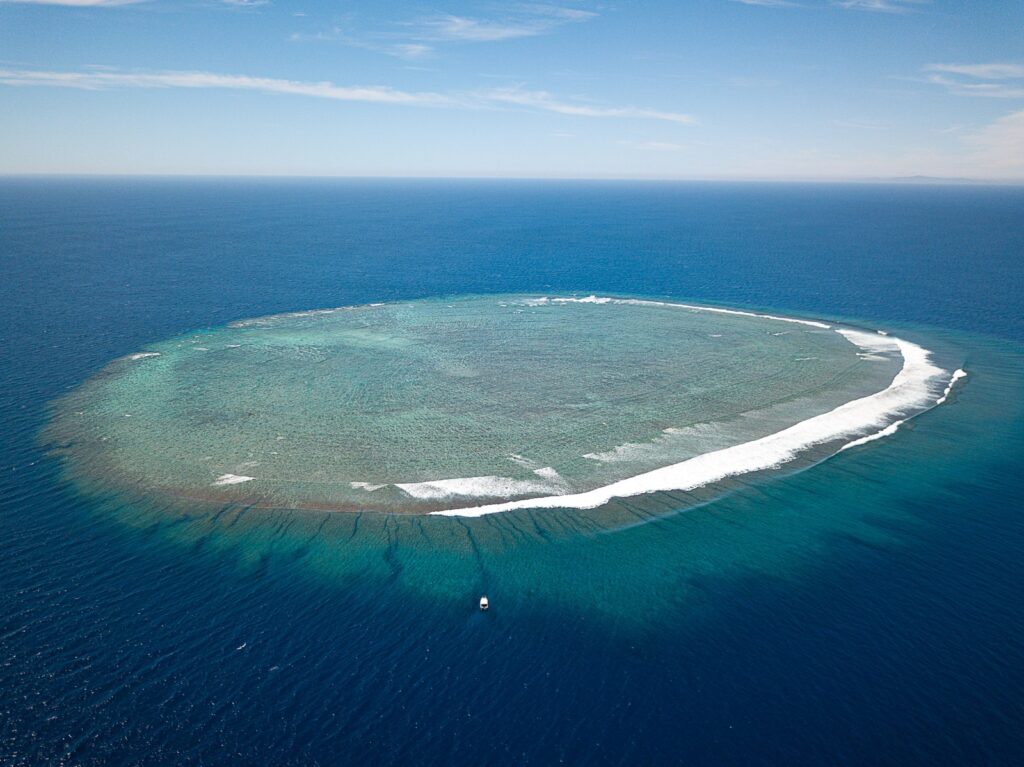 Aerial photo of Cakau Leka Leka deep water atoll