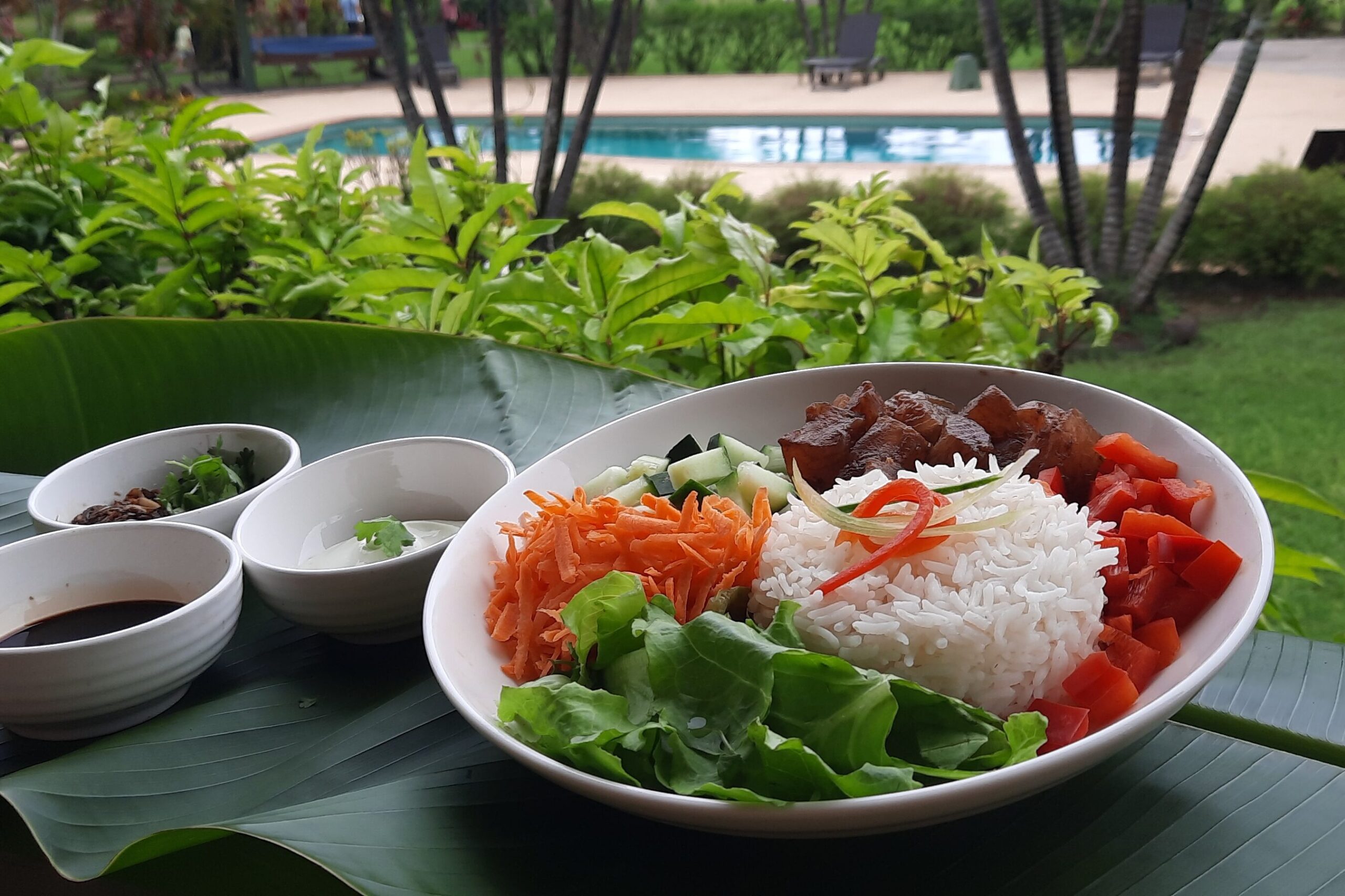 Dinner on the table outdoors