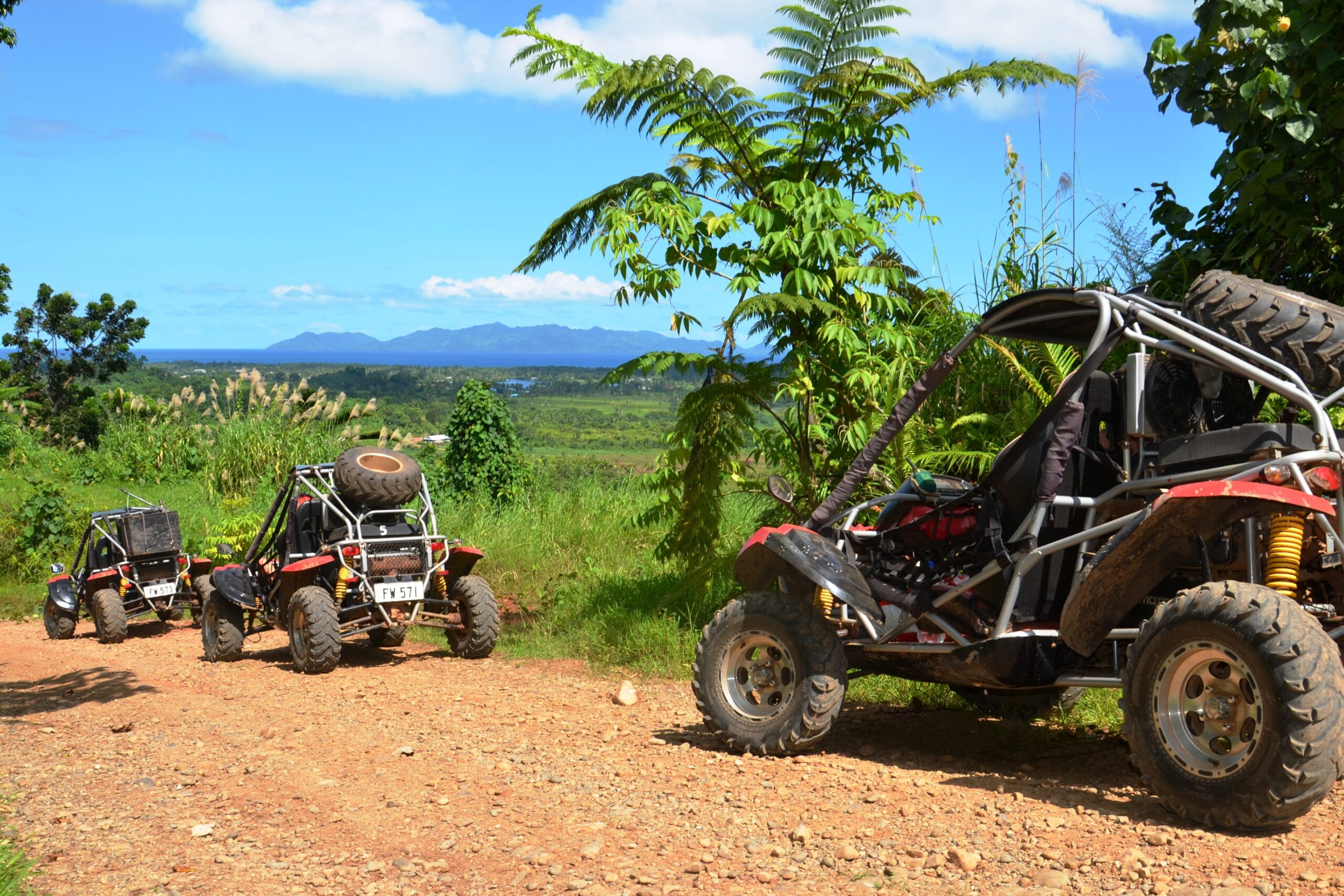 Trekking through the wilderness in off-road vehicles