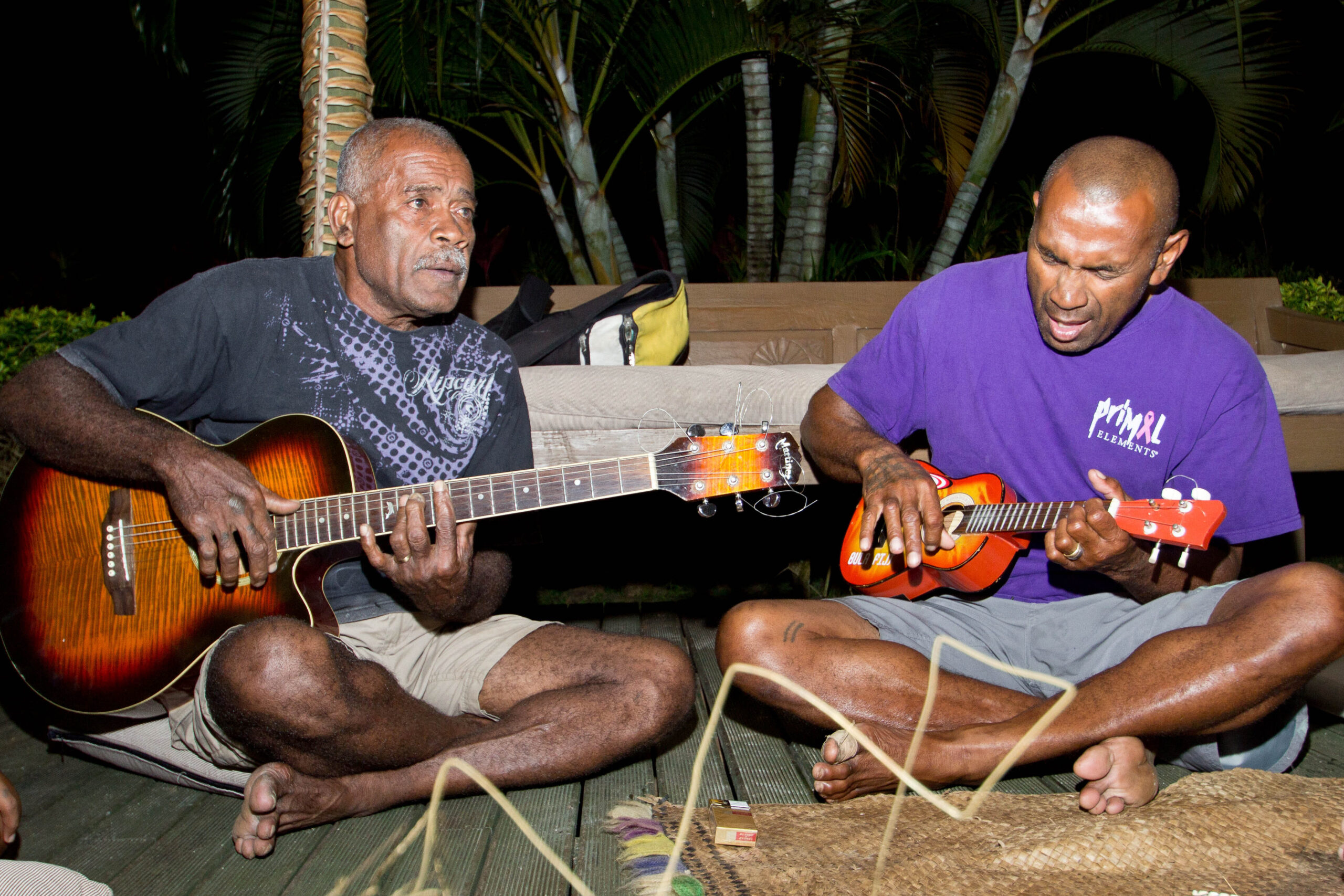 Fijians love music and play guitar and ukulele and sing.