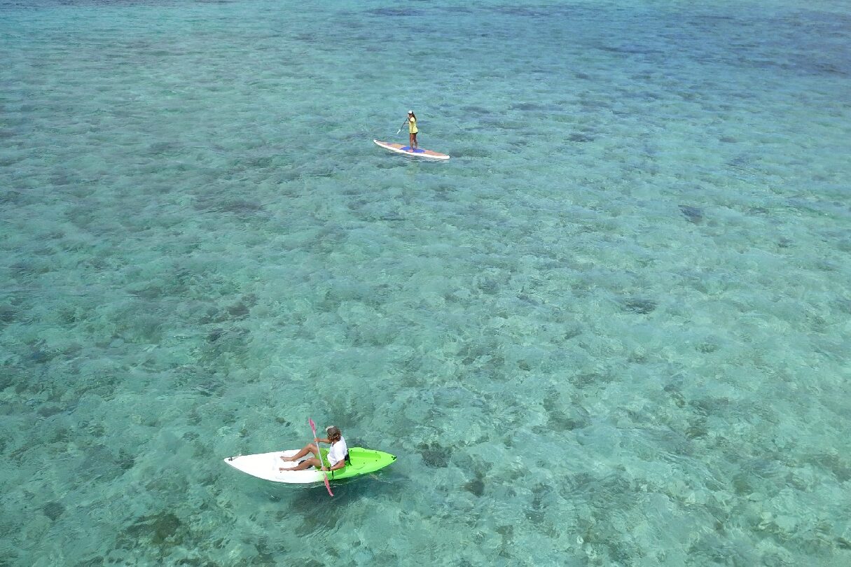 Kayaking on beautiful, clear water