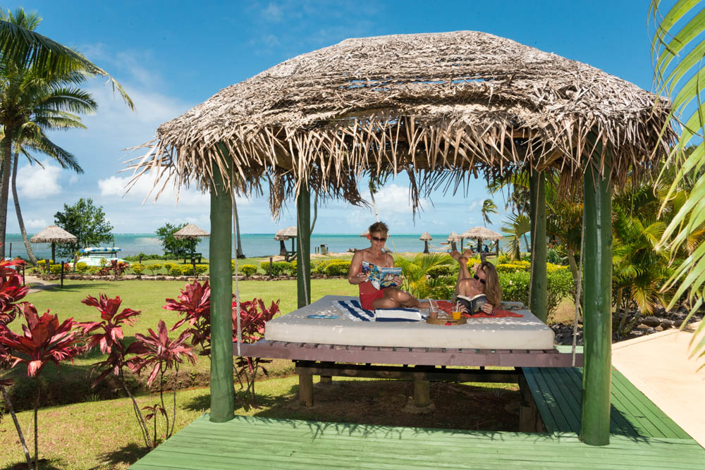 Relaxing in the shade at the resort