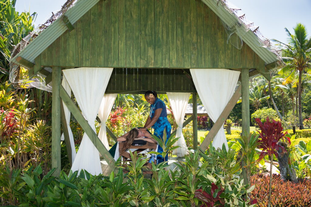 Get a massage in the outside spa garden