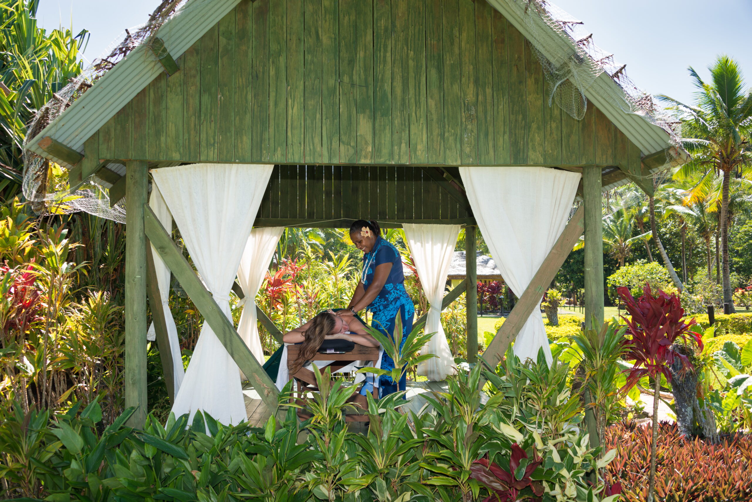 Get a massage in the outside spa garden