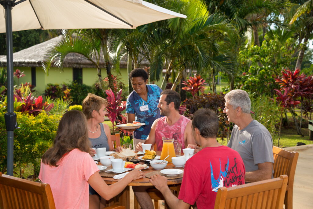 Guests enjoy dining on our outdoor patio