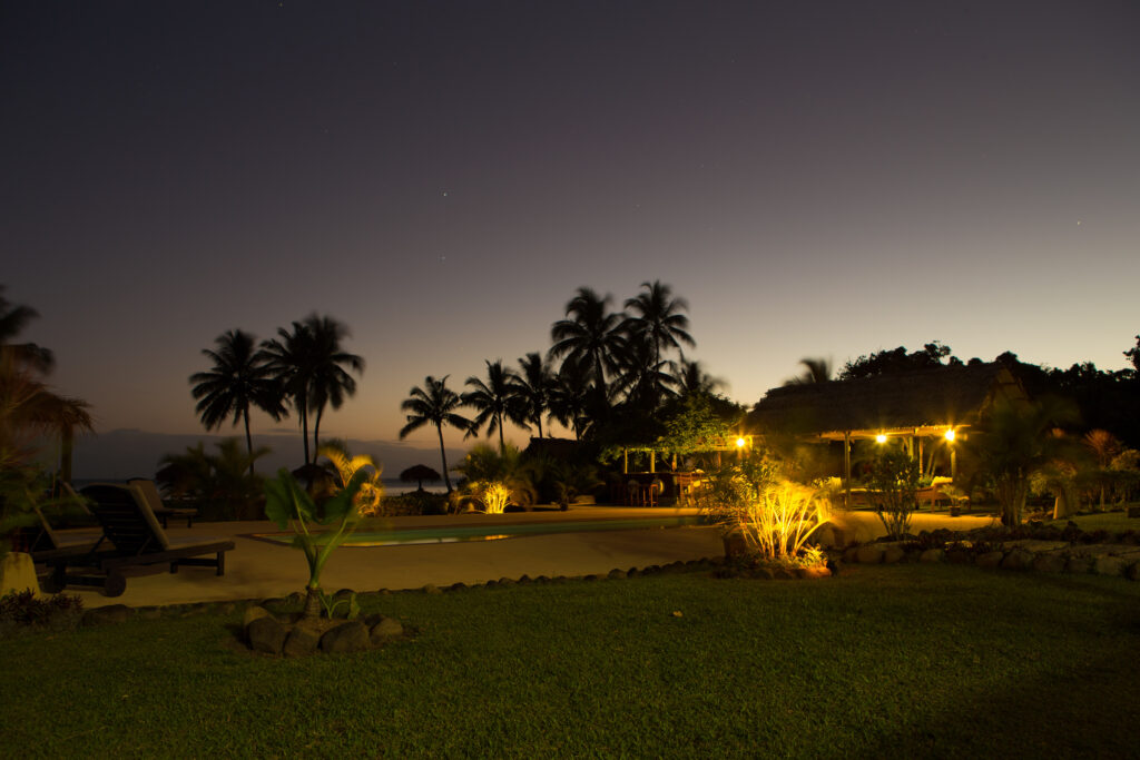 Waidroka pool area at night