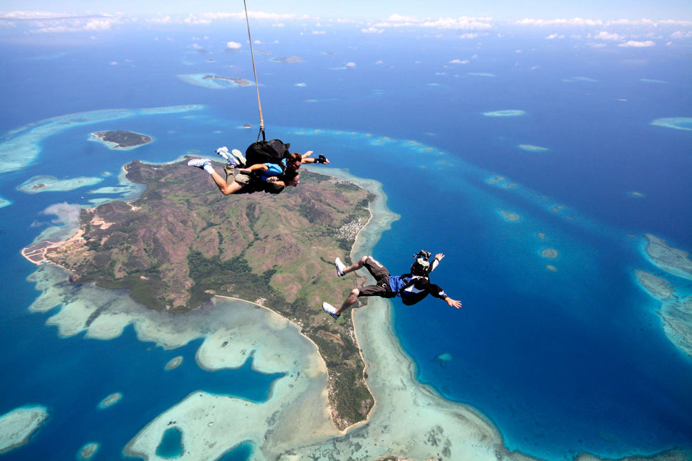 Sky diving over the islands